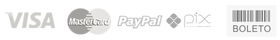 Visa, Mastercard, PayPal, Pix, Boleto